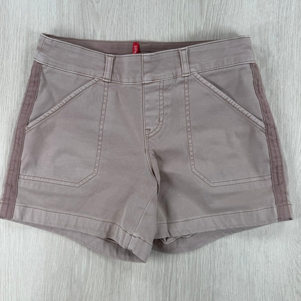 Shorts Spanx Womens S Mauve Stretch Twill Side Stripe Pull On 20318R